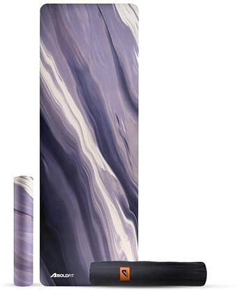 BOLDFIT Yoga Mat For Men Women & Kids Exercise Mat For Gym With Cover Strap Mattress Purple 5 mm Yoga Mat