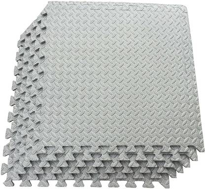 KOBO Puzzle Exercise Mat, EVA Foam Interlocking Tiles, Protective Flooring for Gym and Cushion for Workouts (6 Feet x 4 Feet) Grey 12 mm Exercise & Gym Mat