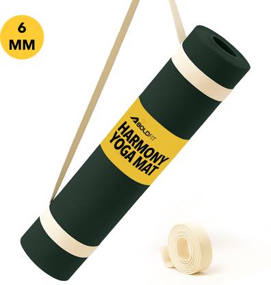 BOLDFIT Yoga Mat for Men Women 6mm Exercise Mat Anti Skid Workout Yoga Matte Carry Strap Green 6 mm Yoga Mat