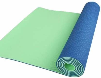 IRIS Fitness Non Slip TPE Yoga Mat for Hot Yoga Pilate Gymnastics, Double Sided Green, Blue 6 mm Yoga Mat