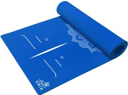 Grip 24 Inches x 72 Inches, Standard Series Blue Color, Mandala Alignment Design 8 mm Yoga Mat