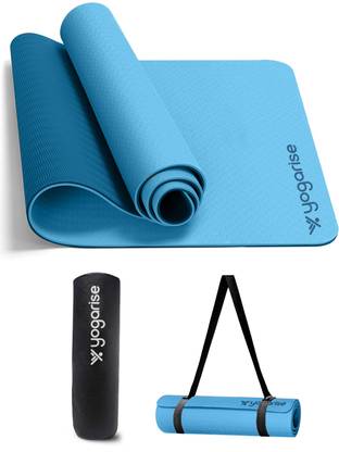 Yogarise Anti-Slip Yoga Mat with Carry Bag & Strap for Women and Men, Premium TPE Mat Blue 6 mm Yoga Mat