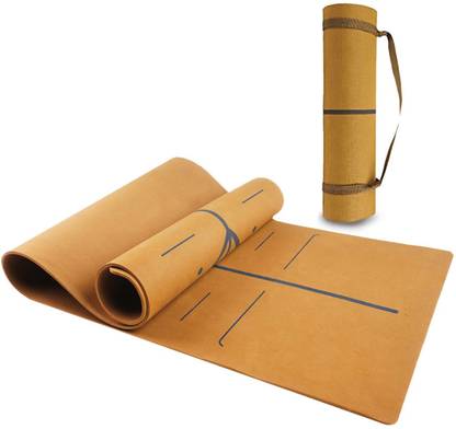 Yogarise Anti-Skid Yoga Mat With Alignment Lines & Carry Strap Yellow 6 mm Yoga Mat