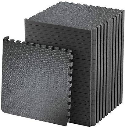 Nasmodo 25mm Gym Floor mat for Workout Home Exercise Interlocking Foam Mat(12pcs, Black) 25 mm Exercise & Gym Mat