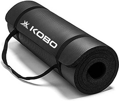 KOBO NBR Rubber Yoga Mat, 15mm BLACK 15 mm Yoga Mat