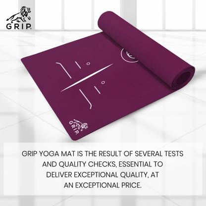 Grip 24 Inches x 72 Inches, On The Go Series Cherry Color, Lotus Alignment Design 4 mm Yoga Mat