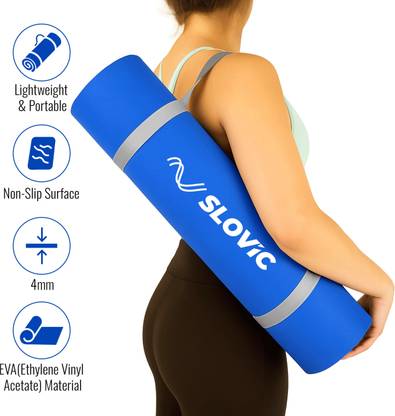 SLOVIC Non-Slip Yoga Mat-Perfect Grip for All Levels Thickness 4mm | Blue 4 mm Yoga Mat
