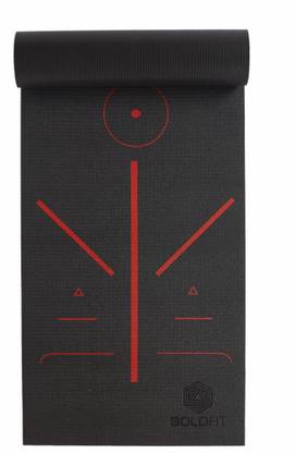 BOLDFIT Yoga mat for men and women with carry bag & body alignment system Black 4.5mm thickness mm Yoga Mat