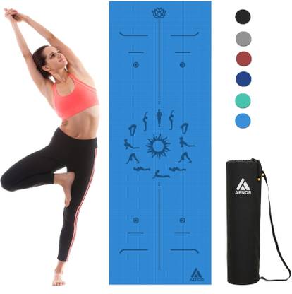 AENOR Yoga Mat EVA Non-Slip Yoga Mat for Home Gym, Fitness Mat for Yoga, Pilates Blue 6 mm Yoga Mat