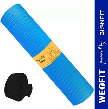 WErFIT 4mm Premium EVA Yoga Mat with Carry Strap, Anti Skid, Home & Gym Workout, Men Blue 4 mm Yoga Mat