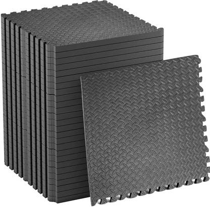 नस्मोडो gym mat for floor puzzle floor mat for exercise interlocking floor mat (9pcs) काला 25 mm व्यायाम और जिम मैट