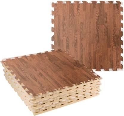 Nasmodo Interlocking Mat Wood EVA Foam Interlocking Tiles puzzle Floor Mat (4Pcs) Brown 1 inch mm Exercise & Gym Mat