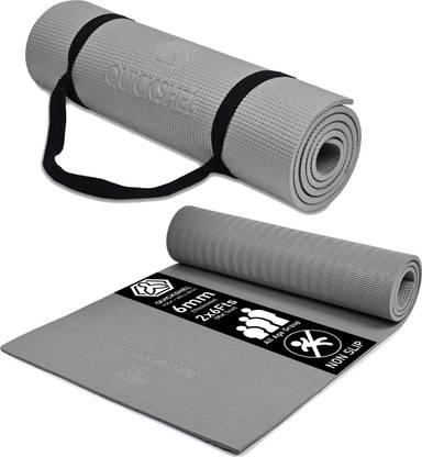 Quick Shel Anti-Skid Waterproof Lightweight for women men Carry Strap (2 x 6FT) Grey 6 mm Yoga Mat