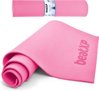 beatXP For Men & Women | Fitness Mat For Home & Gym Workout |Anti Skid | Pink 4 mm Yoga Mat