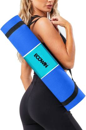 ECOWIN For Wellness Non Slip Super Soft for men and women with hanging belt Blue 4 mm Yoga Mat