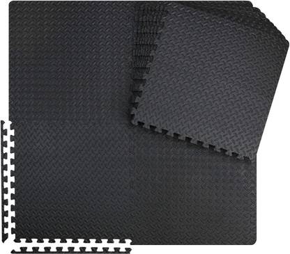 SIGNATRON Exercise & Yoga Mat, EVA/Rubber Foam Interlocking Tiles (6 Pc) Black 10 mm Gym Mat Black 10MM mm Exercise & Gym Mat