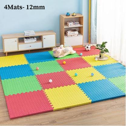 IGNITE WEIGHTS Puzzle Exercise Mat, EVA Foam Interlocking Tiles, Protective Flooring 16 SQ.FT Multicolor 12 mm Exercise & Gym Mat