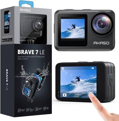 Akaso BRAVE7LE 4K30FPS Action Cam, Touchscreen, EIS, Remote, 2 Batteries Sports and Action Camera