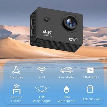 Veuno GoPro Action camera 4k Waterproof Action Camera 4k Vlogging GoPro Camera, Helmet Camera 4k Sports and Action Camera