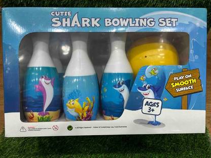 SAINI AND SONS Kids Bowling Play Set – Shark Design with 6 Pins & 1 Ball, Indoor/Outdoor Fun Sports Bowling Set