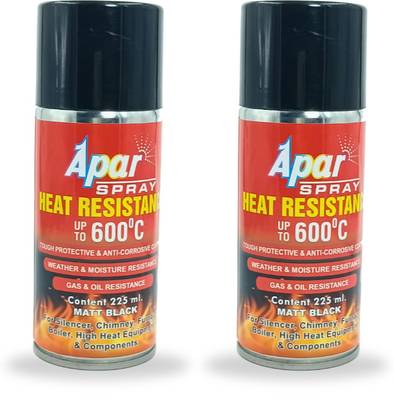 apar Heat Resistant Matt Black (600°C)-225 ml(Pack of 2Pcs),For silencer,boiler etc. Black Spray Paint 450 ml