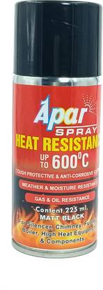 apar Heat Resistant Spray Paint Can MATT BLACK-225ml, For silencer, boiler,(Pack of1) Black Spray Paint 200 ml