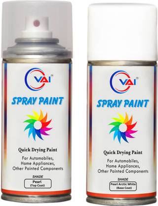 VAI Spray Paint Pearl Arctic White(RC Colour Name)+PC, Compatible For Maruti Cars White Spray Paint 450 ml