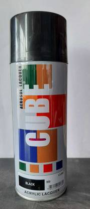 CUBE Cube Aerosol Lacquer Spray Paint (Black Finish, 400 ml) Black Spray Paint 400 ml