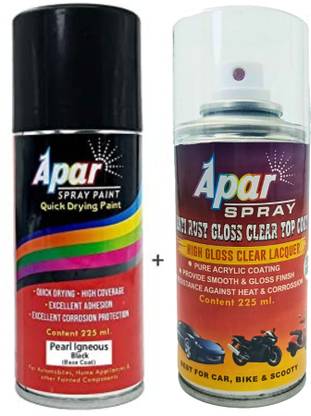 apar Spray Paint Pearl Igneous Black (RC Colour Name)+GC, Compatible for Honda Bike, Black Spray Paint 225 ml