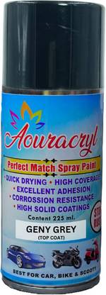 AOURACRYL PU Spray Paint Geny Grey Met. (RC Colour) Compatible for Hon. Activa,(Pack of 1) Grey Spray Paint 225 ml