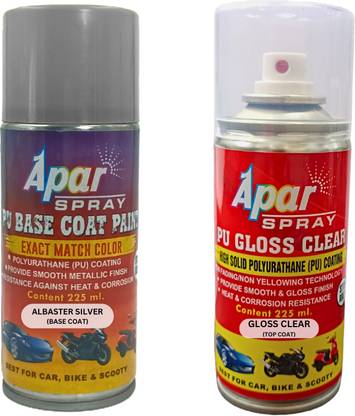 apar Automotive Spray Paint Alabaster Silver Metallic Silver Spray Paint 450 ml
