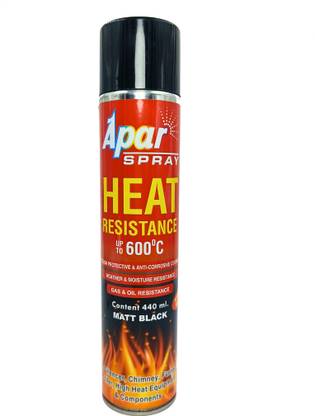 apar Heat Resistance Spray Paint Matt Black(upto 600°C)-440ml for boiler Black Spray Paint 440 ml