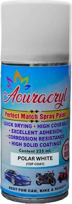 AOURACRYL Spray Paint POLAR WHITE ( RC Colour) Compatible For Hyu. Car -225ml(Pack of 1) White Spray Paint 225 ml