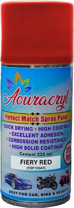 AOURACRYL PU Spray Paint Fiery Red (RC Colour Name)Compatible for Hy. Car-225ml(Pack of 1) Red Spray Paint 225 ml