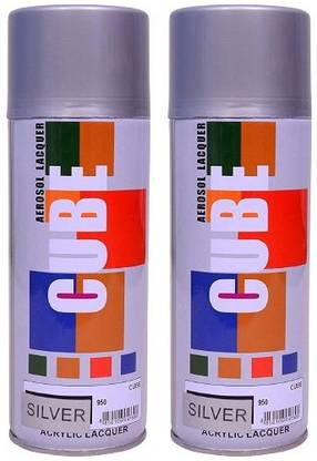 AMIT MART Cube Aerosol Multi Purpose Silver Spray Paint 800 ml