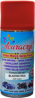 AOURACRYL PU Spray Paint Blazing Red (RC Colour), for Mar Cars-225ml (Pack of 1) Red Spray Paint 225 ml
