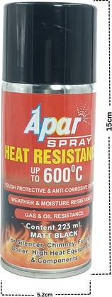 apar Heat Resistant MATT BLACK 600°C-225ml, For silencer,boiler,chimneys(Pack of 1) Multicolor Spray Paint 200 ml