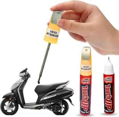 Just Spraay Matt Selene Silver Scooty scratch remover 90-95% Matching ACTIVA Scooty RC Matt Selene Silver Spray Paint 15 ml