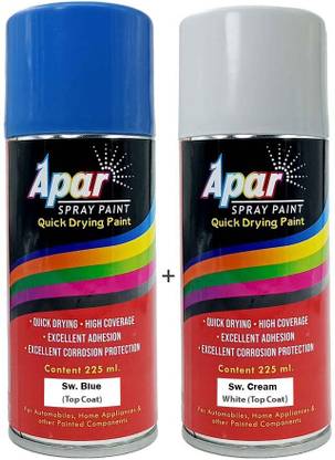 apar Spray Paint Sw. Blue + Sw. Cream White for Swaraj Tractors -225 ml (Pack of 2), Blue Spray Paint 450 ml