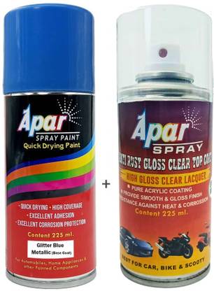 apar Spray Paint Glitter Blue Metallic (RC Colour Name)+GC for Hon Activa-225ml, Blue Spray Paint 450 ml
