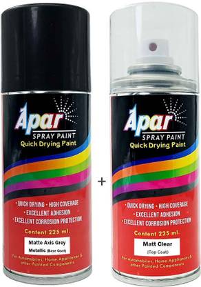 apar Spray Paint Matte Axis Grey Metallic+MC, Compatible for Hon. Activa-225ml Grey Spray Paint 225 ml