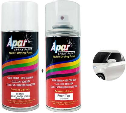 apar Spray Paint Arctic White(RC Colour Name)+PC for Maruti Cars-225ml(Pack of2) Arctic White Spray Paint 450 ml