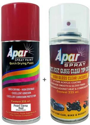 apar Spray Paint Pearl Siena Red(RC Colour Name)+GC for Honda BIke-225ml (Pack of 2), Multicolor Spray Paint 225 ml