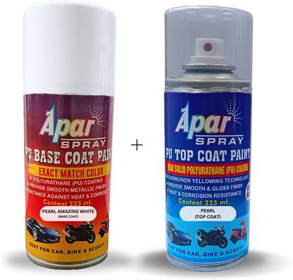 apar PU 2K Spray Paint Pearl Amazing White+PU PC For Honda Activa-225 ml, White Spray Paint 450 ml