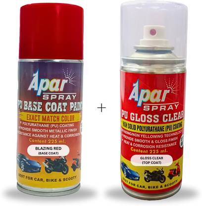 apar PU 2K Spray Paint Blazing Red Compatible For Maruti Cars-225 ml, Red Spray Paint 450 ml