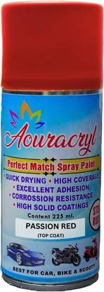 AOURACRYL PU Spray Paint Passion Red (RC Colour), for Hy. Cars-225ml (Pack of 1), Red Spray Paint 225 ml
