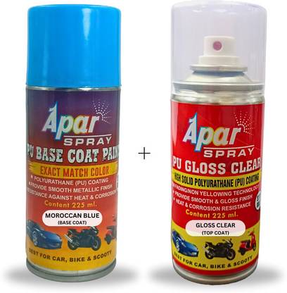 apar PU2K Spray Paint Moroccan Blue+PU GC.,Compatible For Tata Cars-225ml,Moroccan Blue Spray Paint 450 ml