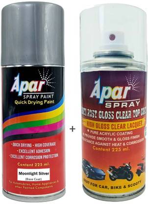 apar Spray Paint Moonlight Silver+GC.,Compatible for Renault cars-225ml, Moonlight Silver Spray Paint 450 ml
