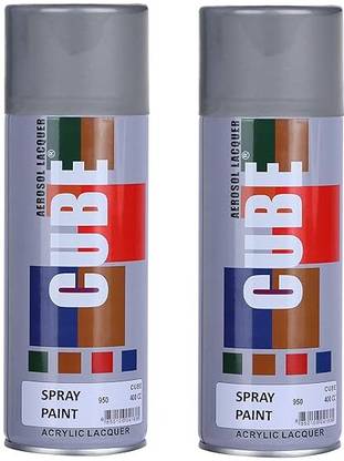 samtech Cube Spray Grey Glossy Spray Paint For Metal Glass Wood etc Grey-P2 Spray Paint 400 ml