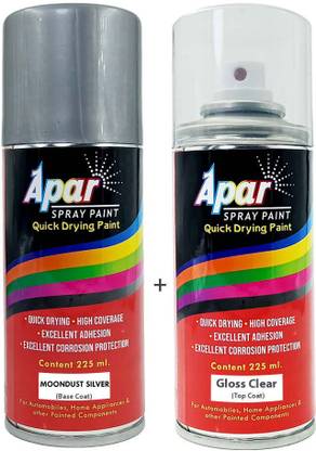 apar Automotive Spray Paint Moondust Silver (RC Colour Name) + GC, Silver Spray Paint 450 ml